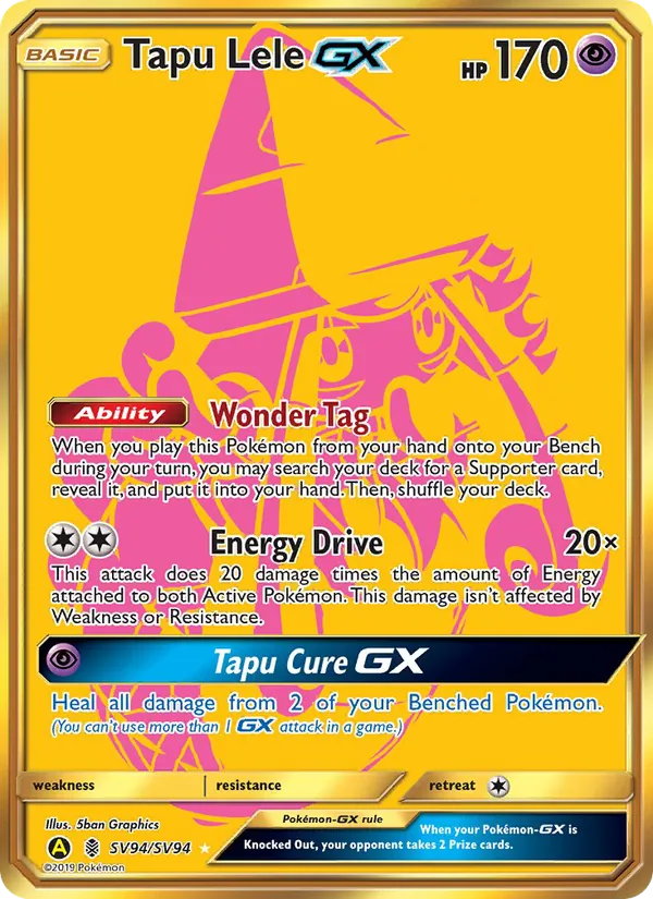 Tapu Lele-GX — Hidden Fates Shiny Vault #SV94 (Pokémon TCG card)