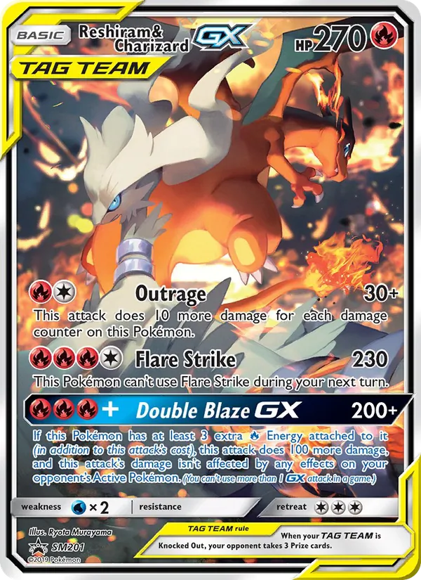 Reshiram & Charizard GX — SM Black Star Promos #SM201 (Pokémon TCG card)