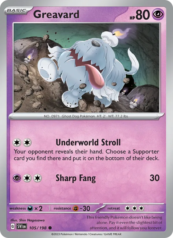 Greavard — Scarlet & Violet #105 (Pokémon TCG card)