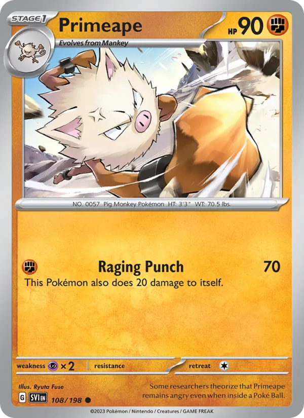 Primeape — Scarlet & Violet #108 (Pokémon TCG card)