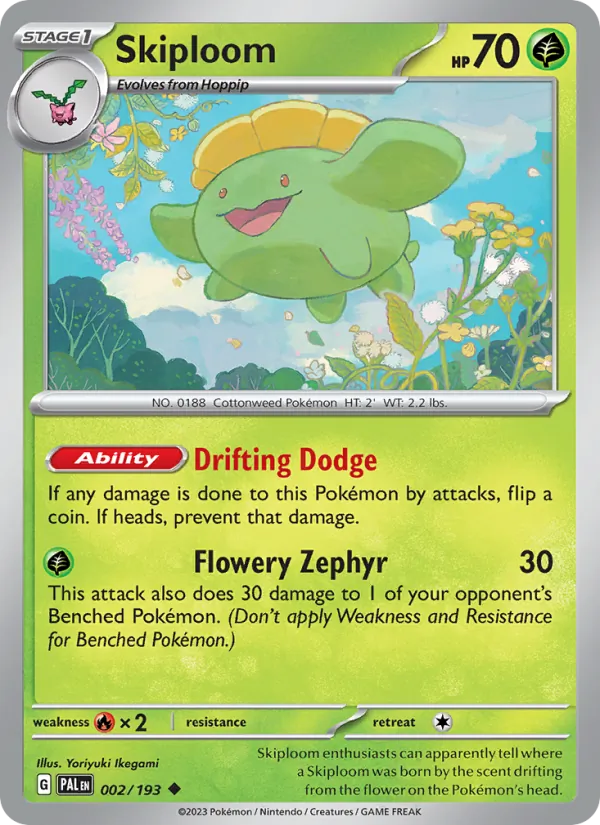 Skiploom — Paldea Evolved #002 (Pokémon TCG card)