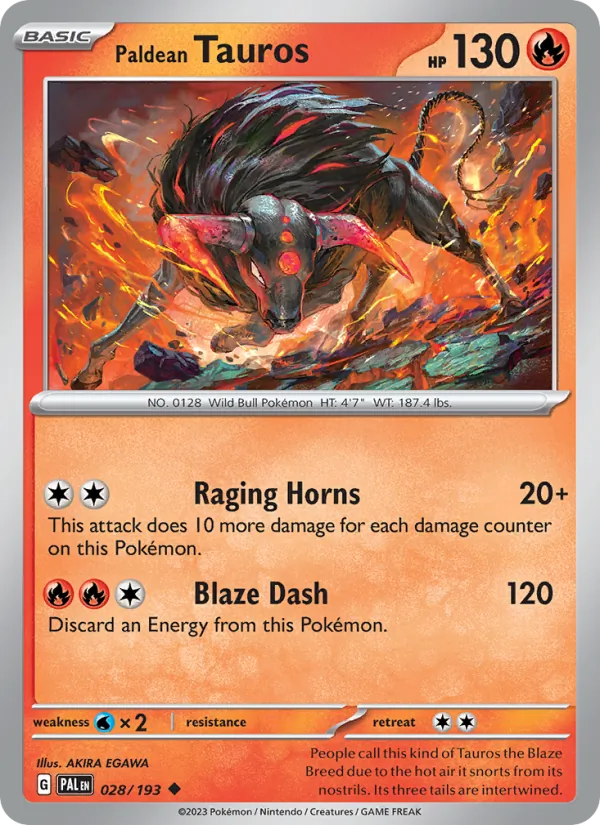 Paldean Tauros — Paldea Evolved #028 (Pokémon TCG card)