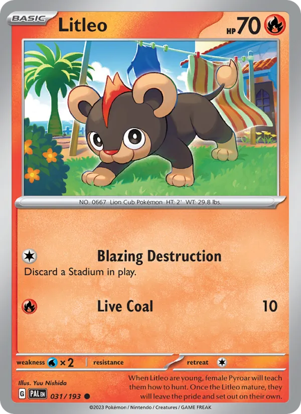 Litleo — Paldea Evolved #031 (Pokémon TCG card)