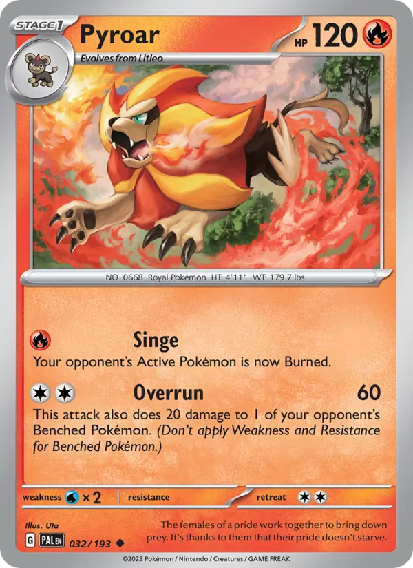 Pyroar — Paldea Evolved #032 (Pokémon TCG card)