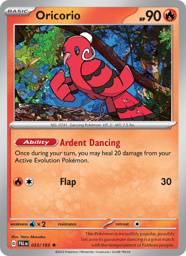 Oricorio — Paldea Evolved #033 (Pokémon TCG card)