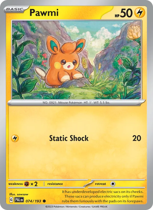 Pawmi — Paldea Evolved #074 (Pokémon TCG card)
