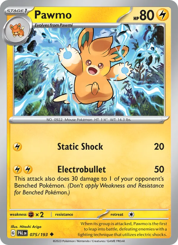 Pawmo — Paldea Evolved #075 (Pokémon TCG card)