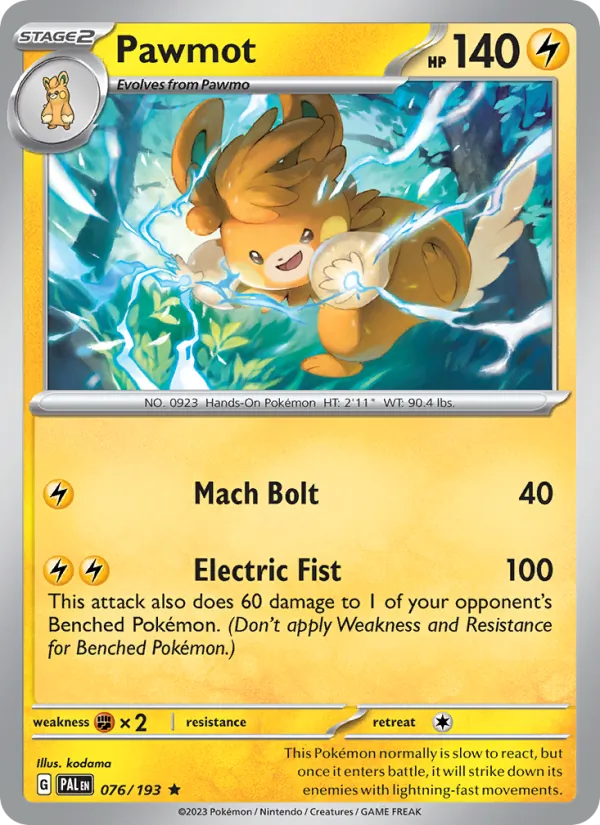 Pawmot — Paldea Evolved #076 (Pokémon TCG card)
