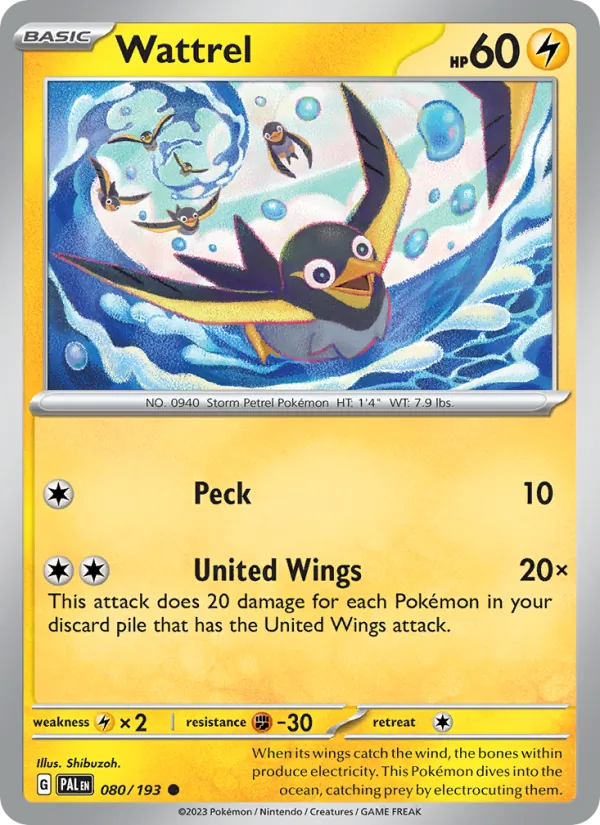 Wattrel — Paldea Evolved #080 (Pokémon TCG card)