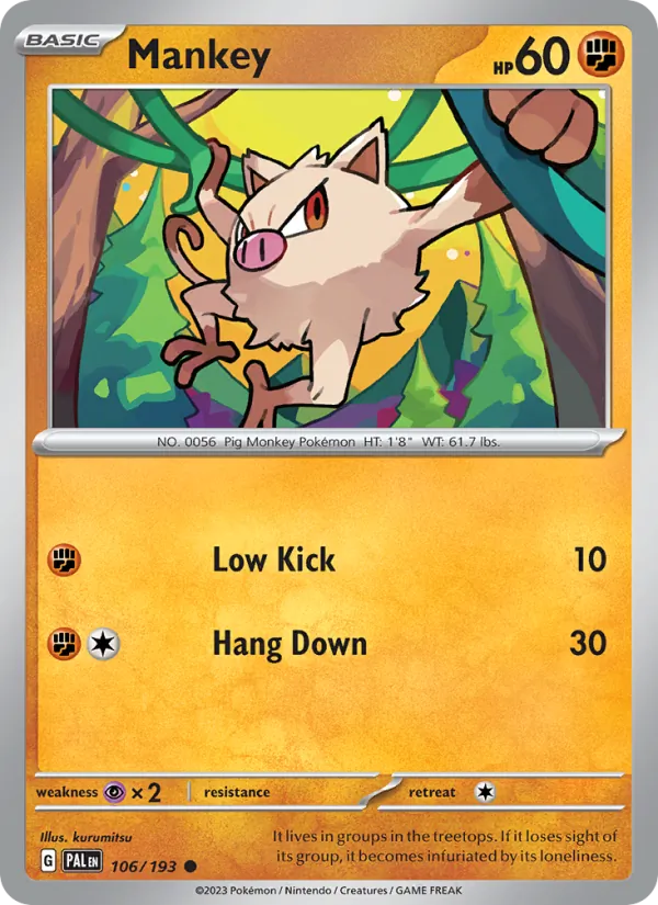 Mankey — Paldea Evolved #106 (Pokémon TCG card)