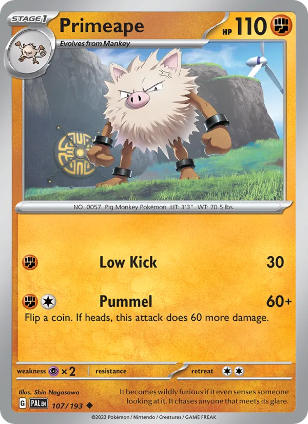 Primeape — Paldea Evolved #107 (Pokémon TCG card)