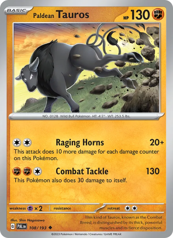 Paldean Tauros — Paldea Evolved #108 (Pokémon TCG card)
