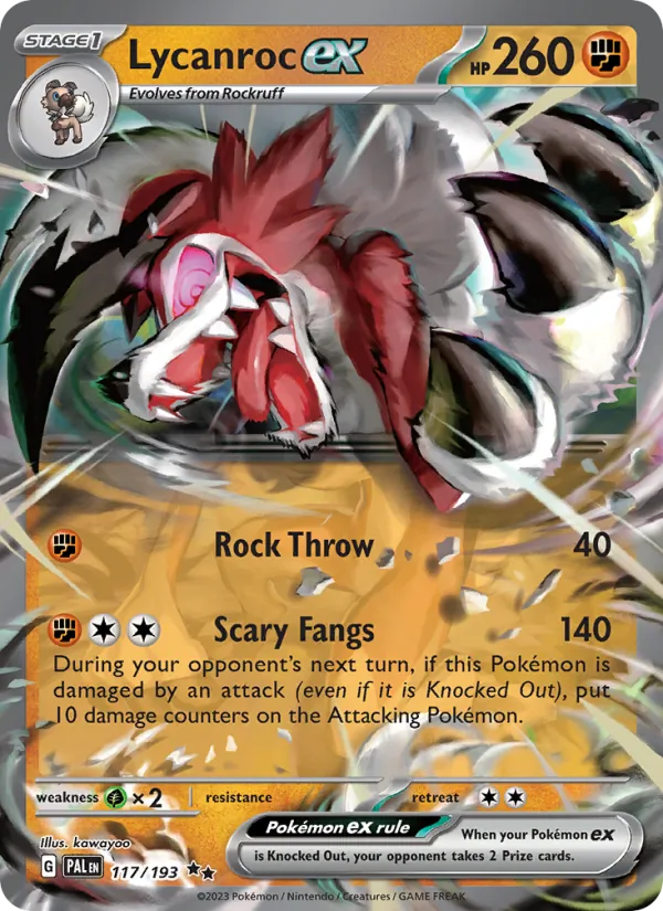 Lycanroc ex — Paldea Evolved #117 (Pokémon TCG card)