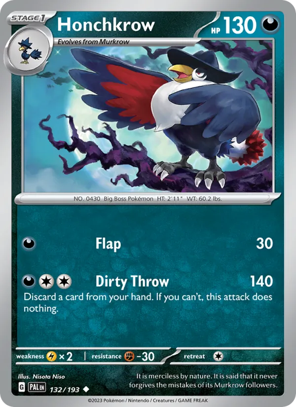 Honchkrow — Paldea Evolved #132 (Pokémon TCG card)