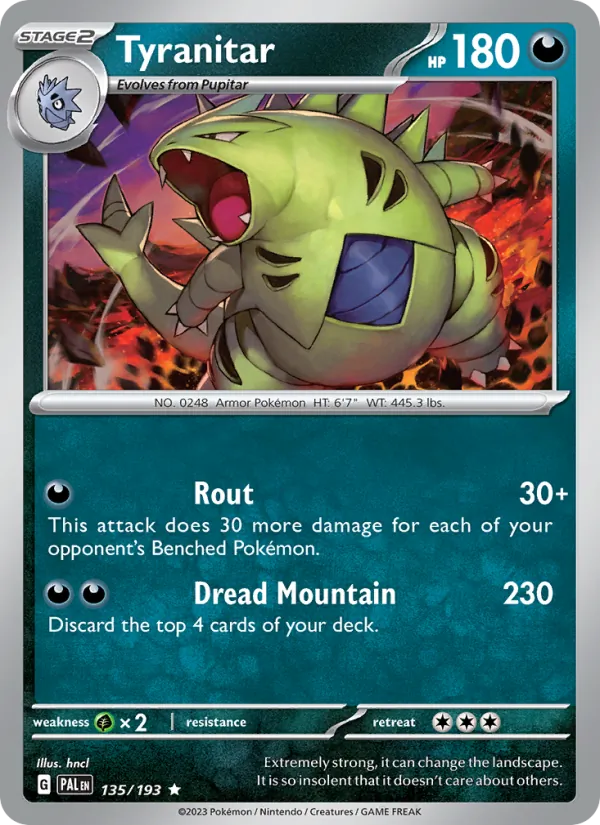 Tyranitar — Paldea Evolved #135 (Pokémon TCG card)
