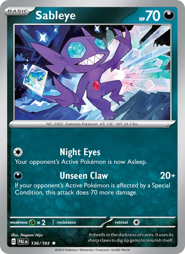 Sableye — Paldea Evolved #136 (Pokémon TCG card)