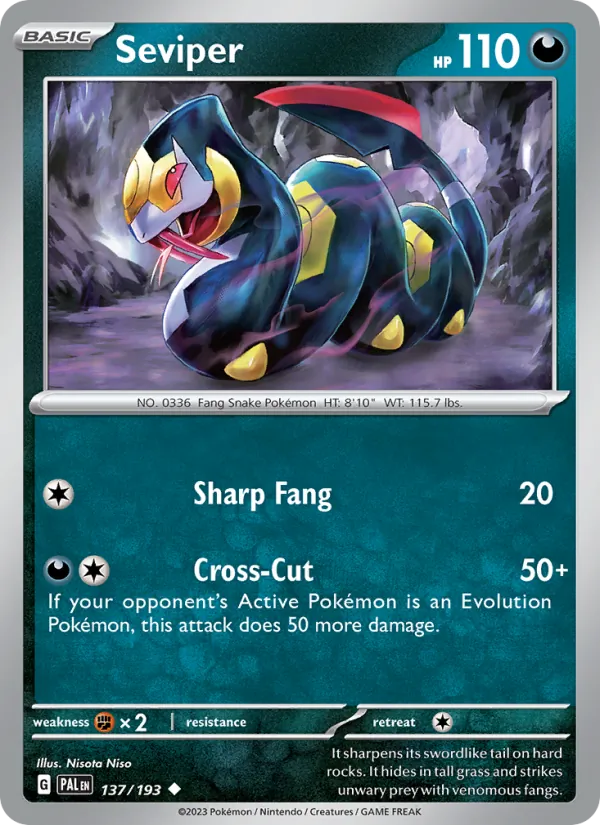 Seviper — Paldea Evolved #137 (Pokémon TCG card)
