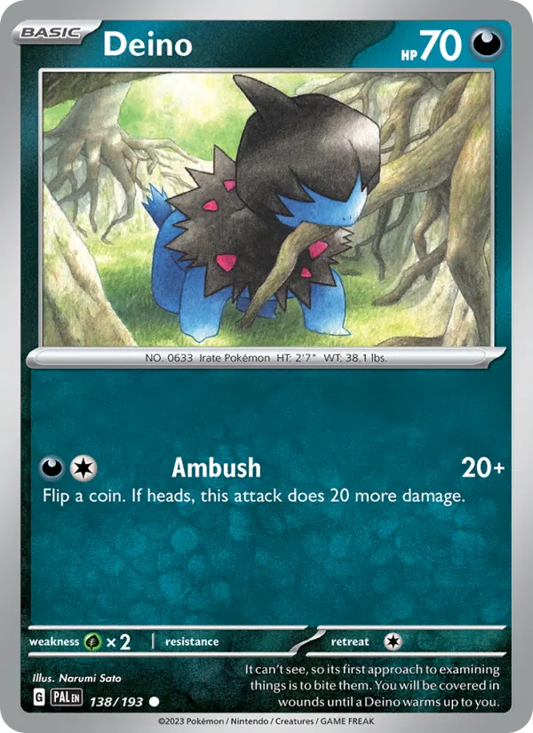 Deino — Paldea Evolved #138 (Pokémon TCG card)