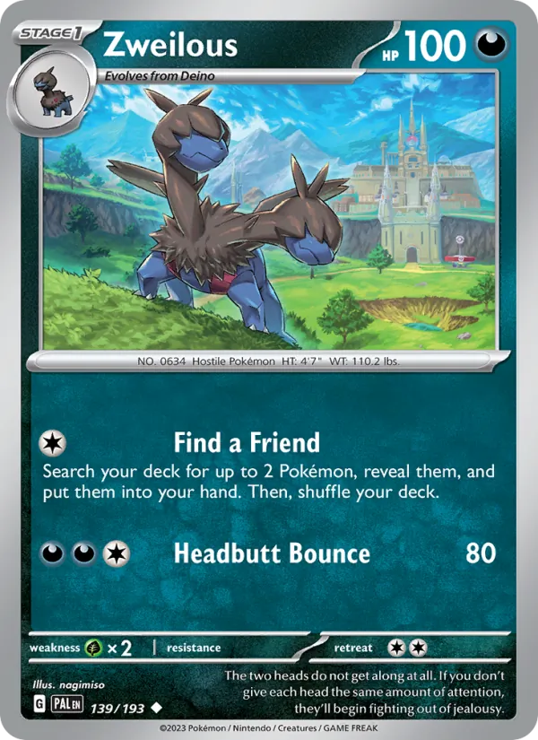 Zweilous — Paldea Evolved #139 (Pokémon TCG card)