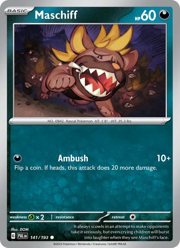 Maschiff — Paldea Evolved #141 (Pokémon TCG card)