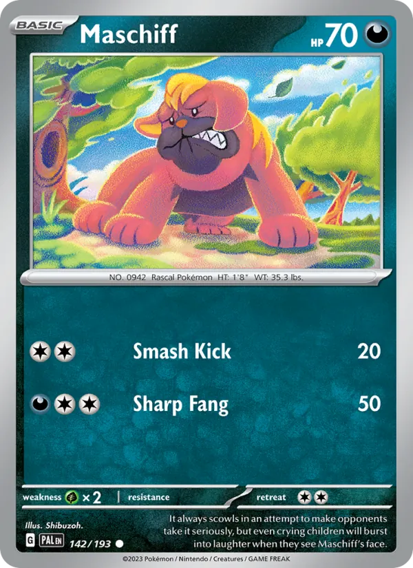 Maschiff — Paldea Evolved #142 (Pokémon TCG card)