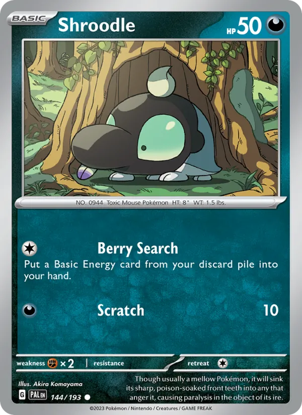 Shroodle — Paldea Evolved #144 (Pokémon TCG card)