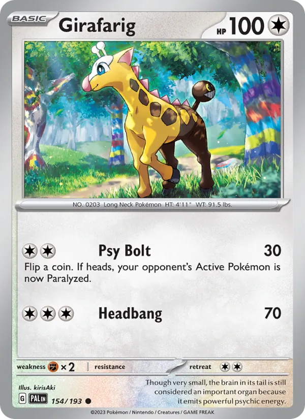 Girafarig — Paldea Evolved #154 (Pokémon TCG card)