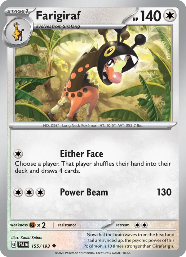 Farigiraf — Paldea Evolved #155 (Pokémon TCG card)