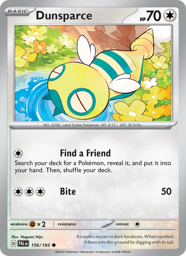 Dunsparce — Paldea Evolved #156 (Pokémon TCG card)