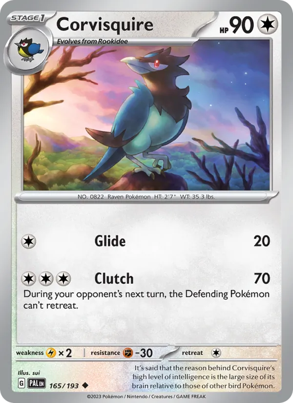 Corvisquire — Paldea Evolved #165 (Pokémon TCG card)