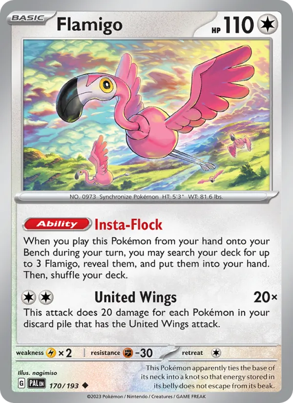 Flamigo — Paldea Evolved #170 (Pokémon TCG card)