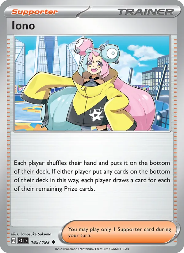 Iono — Paldea Evolved #185 (Pokémon TCG card)
