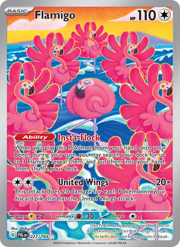 Flamigo — Paldea Evolved #227 (Pokémon TCG card)