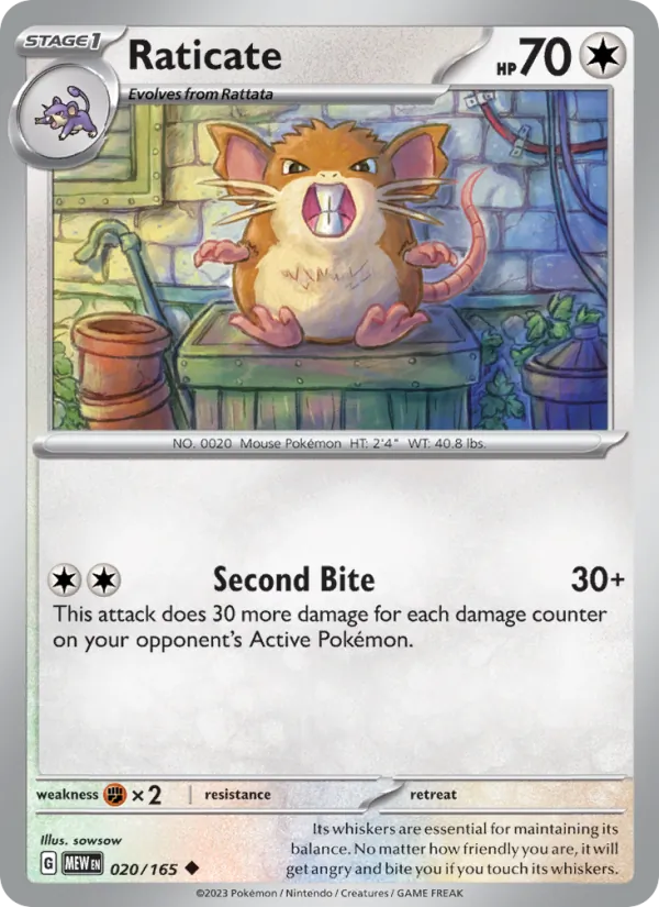 Raticate — 151 #020 (Pokémon TCG card)