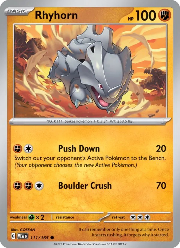 Rhyhorn — 151 #111 (Pokémon TCG card)
