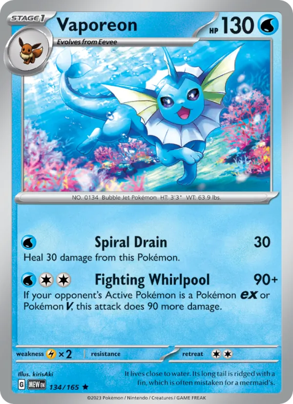 Vaporeon — 151 #134 (Pokémon TCG card)