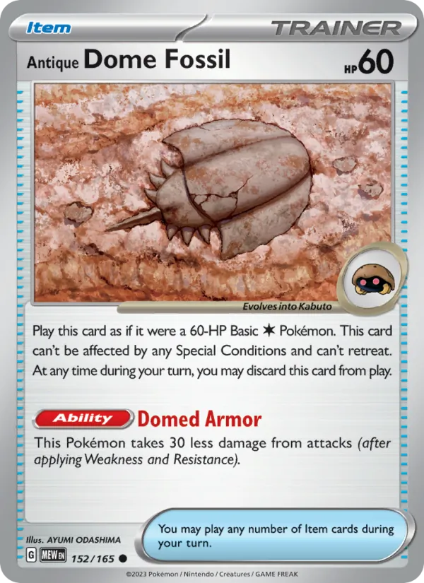 Antique Dome Fossil — 151 #152 (Pokémon TCG card)