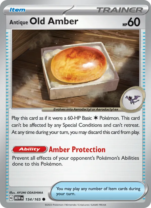 Antique Old Amber — 151 #154 (Pokémon TCG card)