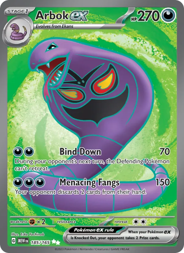 Arbok ex — 151 #185 (Pokémon TCG card)