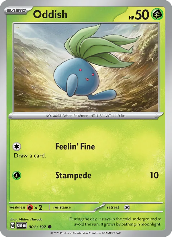 Oddish — Obsidian Flames #001 (Pokémon TCG card)