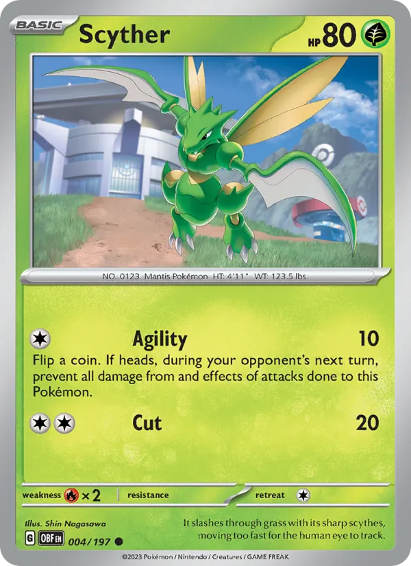 Scyther — Obsidian Flames #004 (Pokémon TCG card)