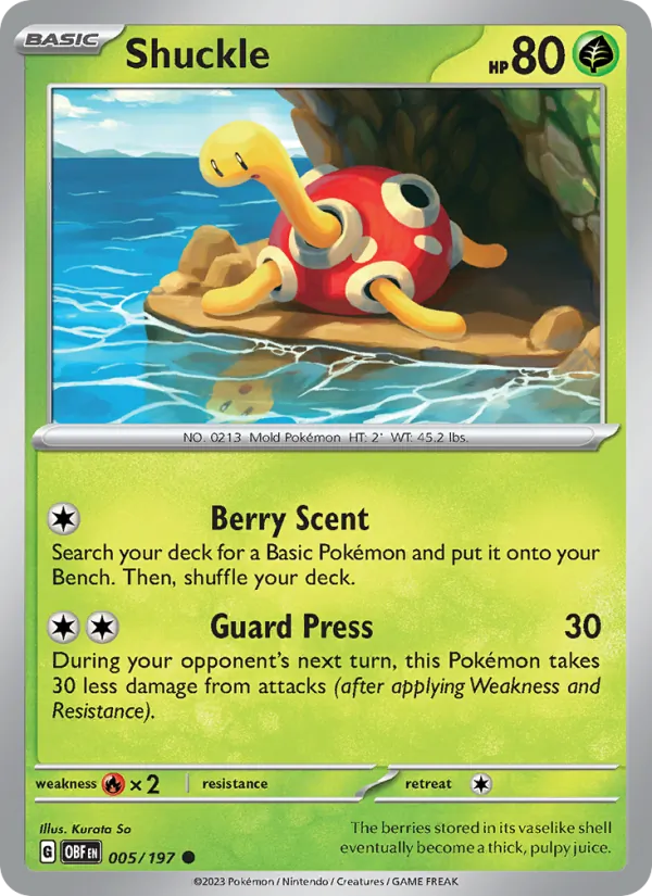 Shuckle — Obsidian Flames #005 (Pokémon TCG card)