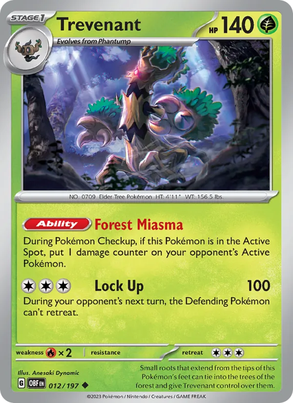Trevenant — Obsidian Flames #012 (Pokémon TCG card)