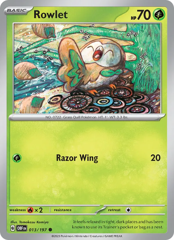 Rowlet — Obsidian Flames #013 (Pokémon TCG card)