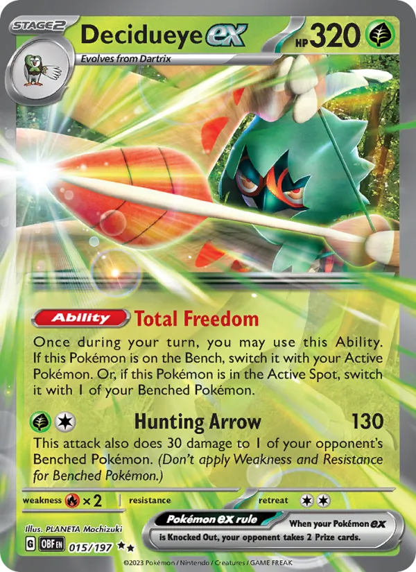 Decidueye ex — Obsidian Flames #015 (Pokémon TCG card)