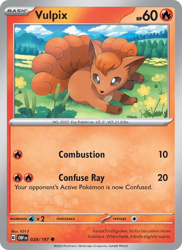 Vulpix — Obsidian Flames #028 (Pokémon TCG card)