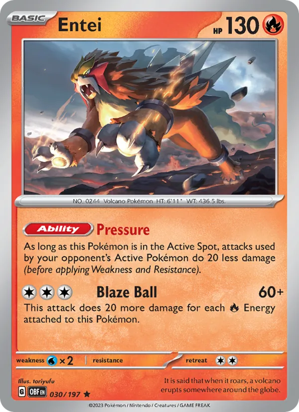 Entei — Obsidian Flames #030 (Pokémon TCG card)