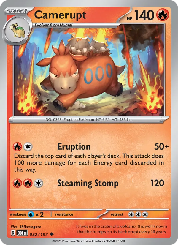 Camerupt — Obsidian Flames #032 (Pokémon TCG card)