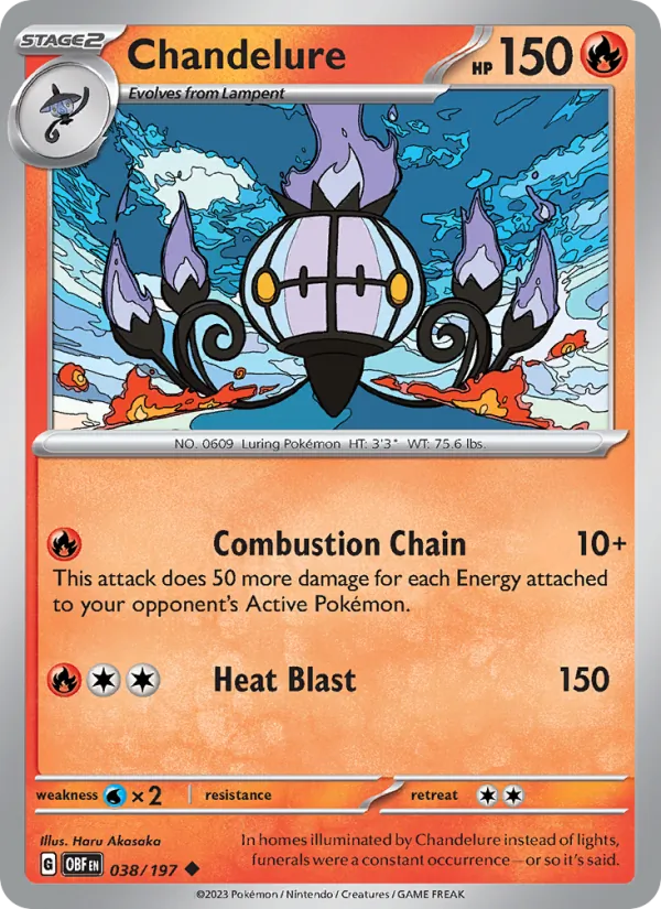 Chandelure — Obsidian Flames #038 (Pokémon TCG card)