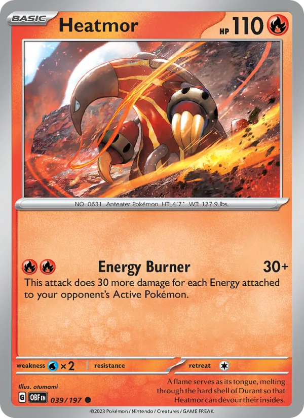 Heatmor — Obsidian Flames #039 (Pokémon TCG card)